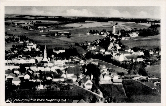 Postcard Neumarkt Sankt Veit an der Rott Upper Bavaria, aerial photo