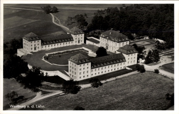 Postcard Weilburg an der Lahn Hessen, aerial photograph