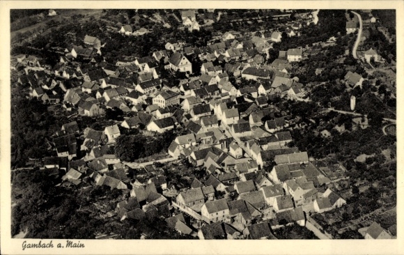 Postcard Gambach Karlstadt in Lower Franconia, aerial photograph