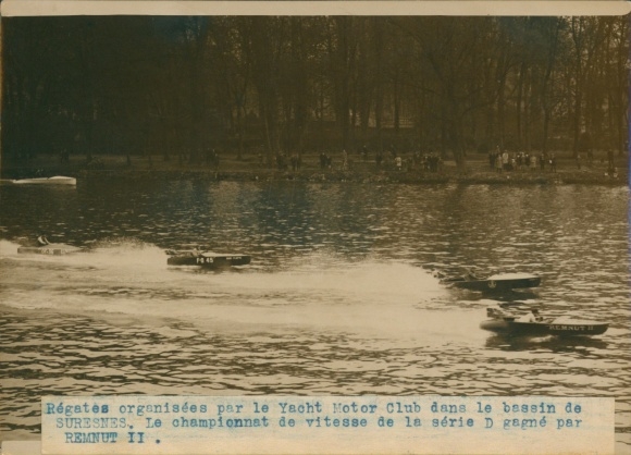 Photo Suresnes Hauts de Seine, regatta 1920, motorboats, Remnut II