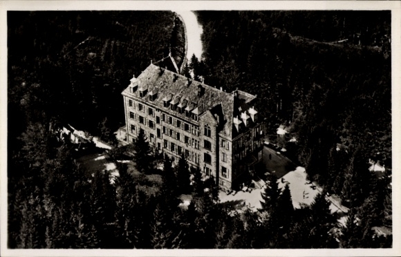 Postcard Bühl in Baden, aerial photograph, Friedrich-Hilda-Heim