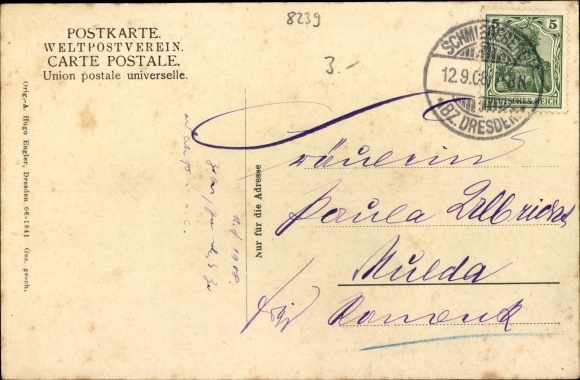 Postcard Buschmühle Schmiedeberg Dippoldiswalde in the Eastern Ore Mountains, view of the town, inn