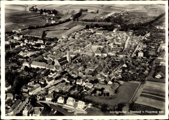 Postcard Bad Königshofen im Grabfeld Lower Franconia, aerial photograph