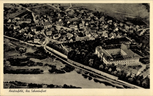 Postcard Heidenfeld Röthlein in Lower Franconia Bavaria, aerial photograph