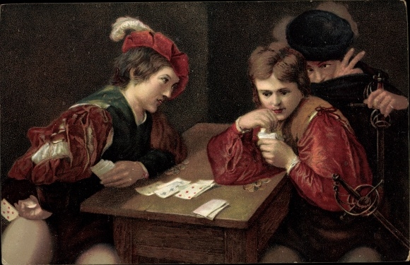 Künstler Ak Die Falschspieler, Michelangelo Merisi gegen Caravaggio, Stengel 29723