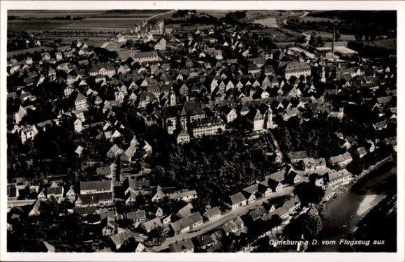 Postcard Günzburg on the Danube Swabia, aerial photograph
