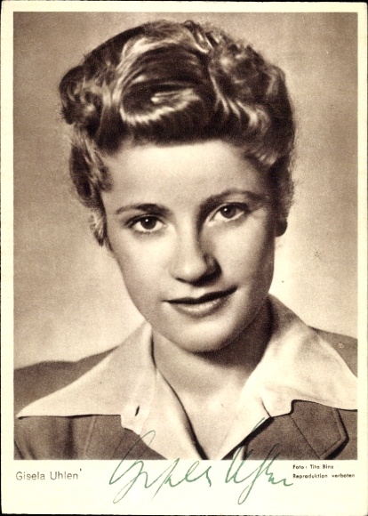 Postcard actress Gisela Uhlen, portrait, autograph