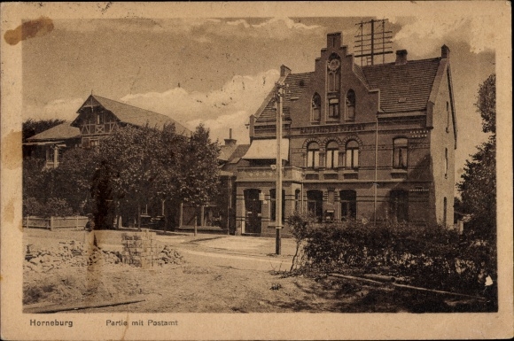 Ansichtkaart Horneburg in het oude land, kavel met postkantoor