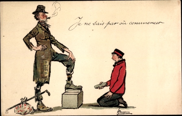 Artist Postcard Thackeray, Lance, Je ne sais par ou commencer, Shoeshine Boy and Tramp
