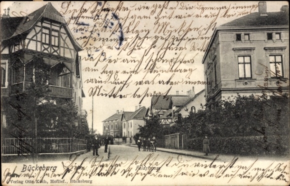 PC Bückeburg in the district of Schaumburg, city view of old buildings, postmark