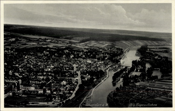 Postcard Schweinfurt in Lower Franconia Bavaria, aerial photograph