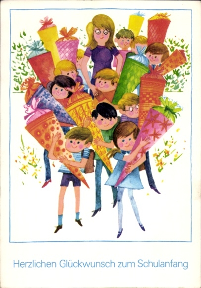 Postcard Congratulations School Enrollment, Students, School Cones