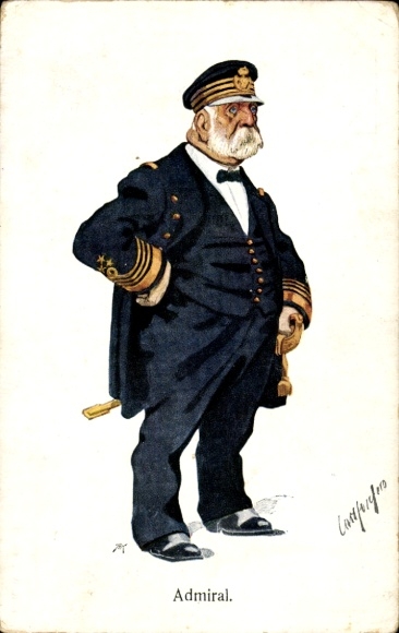 Künstler Ak Admiral, Karikatur, I WK