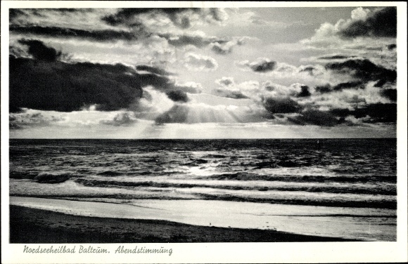 Postcard Insel Baltrum in Ostfriesland, evening mood, shore