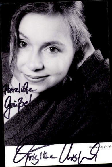 Postcard actress Christine Urspruch, portrait, autograph