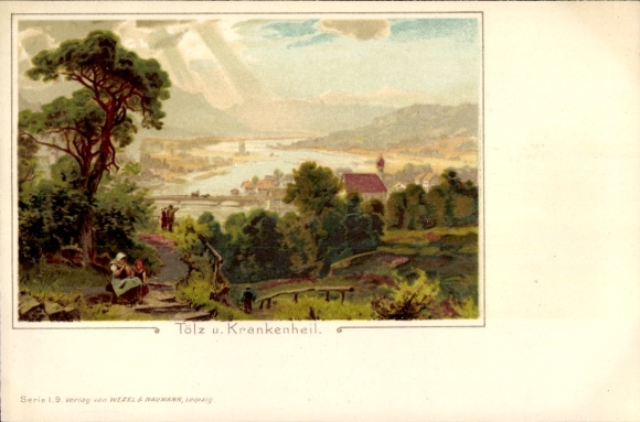 Artist Chromo-Litho Bad Tölz in Upper Bavaria, Krankenheil, partial view