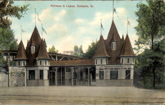 Ansichtkaart Covington Kentucky USA, toegang tot de lagune