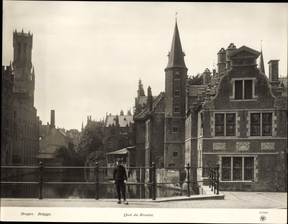 Photo Bruges Bruges Flanders West Flanders, Quai du Rosaire, around 1900