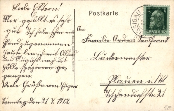 Postcard Issigau in Upper Franconia, general view, grocery store