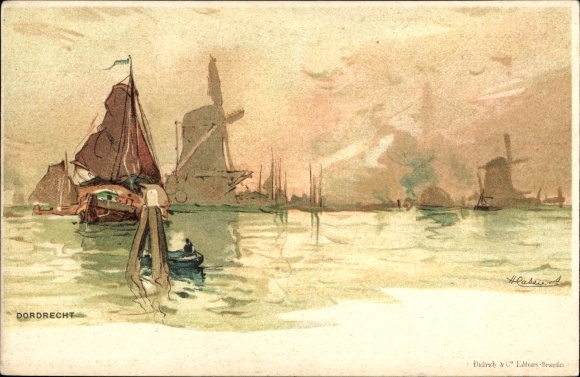 Artist PC Cassier, H., Dordrecht South Holland Netherlands, windmills, water