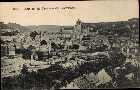 Ak Diez an der Lahn, Blick auf  Stadtansicht, Peterskirche