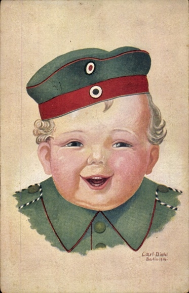 Kunstenaar Ak Diehl, C., Baby in uniform, Duitse soldaat