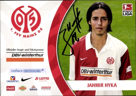 Autograph card footballer Jahmir Hyka, 1. FSV Mainz 05