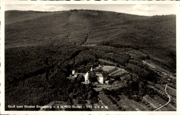 Postcard Großheubach am Main Lower Franconia, Engelberg Monastery, aerial photograph