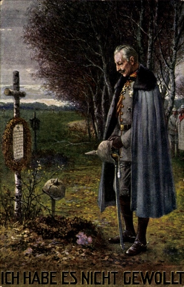 Artist Postcard Kaiser Wilhelm II., On the field of honour, soldier's grave, I. WK