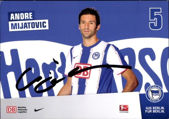 Autogrammkarte Fußballer Andre Mijatovic, Hertha BSC, Autogramm
