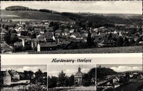 Ak Hardenberg Neviges Velbert Nordrhein Westfalen, schloss, Kapelle auf dem Marienberg, Bahnhof