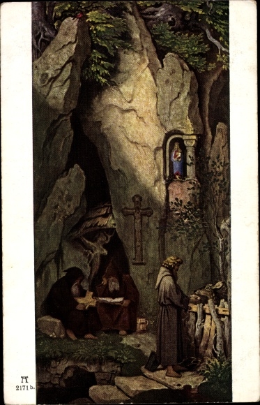 Artist PC Schwind, Moritz von, Three hermits in a rock grotto