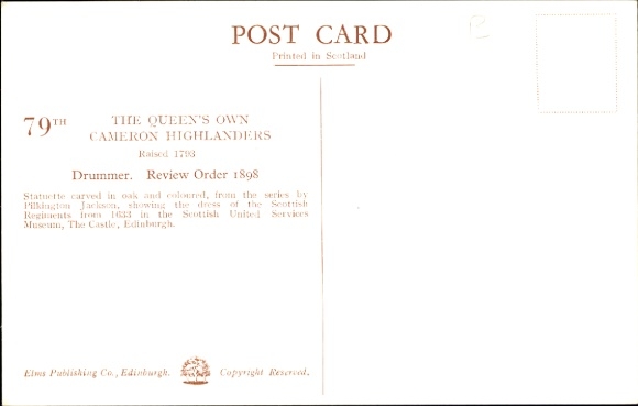 PC Queen's own Cameron Highlanders, Drummer, Review Order 1898