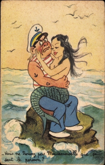 Künstler Ak Vous ne trouvez pas Mademoiselle que ca sent le poisson