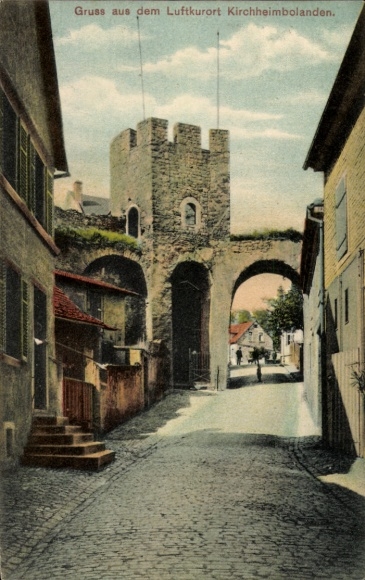 Ak Kirchheimbolanden, Straßenpartie mit Burgturm