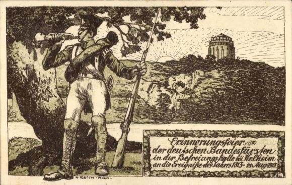 Postal stationery Postcard Kelheim an der Donau, commemoration of the German federal princes, GSB PP27 C112