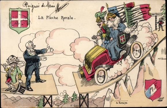 Artist Postcard Norwins, Ph., The Royal Arrow, Caricature, Emile Loubet, Victor Emanuel III