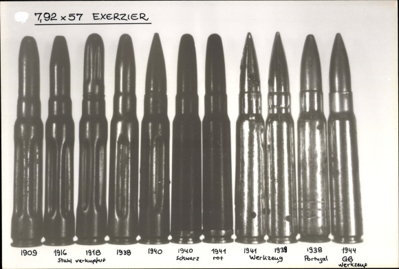 Photo ammunition, cartridges 7.92 x 57 Exerzier, 1909-1944, Portugal, GB