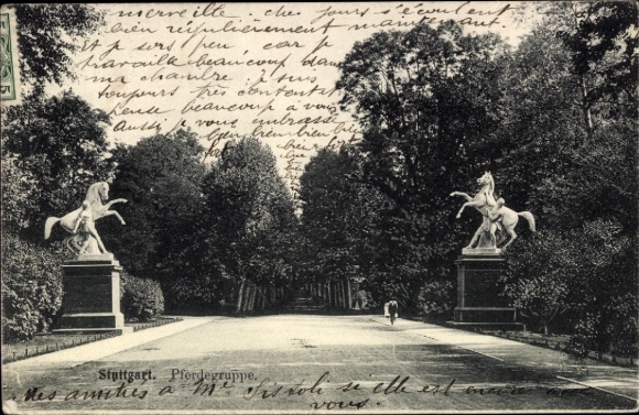 Postcard Stuttgart in Württemberg, horse group