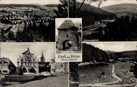 KP Brilon w Sauerland, Derker Tor, basen odkryty, rynek, Hoppecketal