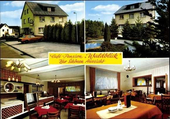 Postcard Solms on the Lahn Hessen, Cafe-Pension &quot;Waldblick&quot;, to the beautiful view, dining room