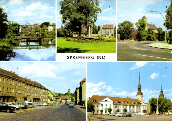 Ak Spremberg in der Lausitz, Spree, busstation, kasteel, gemeentehuis, Clara Zetkin Strasse