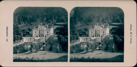 Stereo Foto Linderhof Ettal Oberbayern, Schloss Linderhof