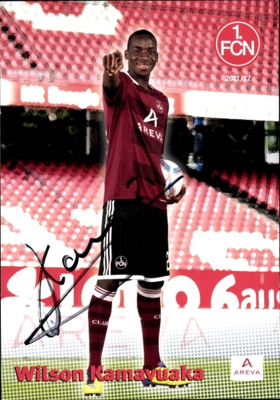 Autograph card footballer Wilson Kamavuaka, 1. FC Nuremberg, autograph