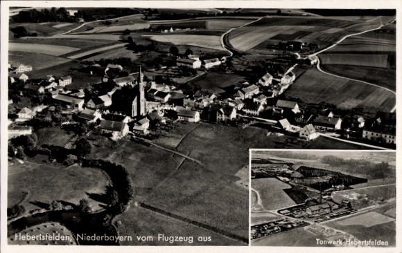 Postcard Hebertsfelden Lower Bavaria, aerial photograph, Tonwerk