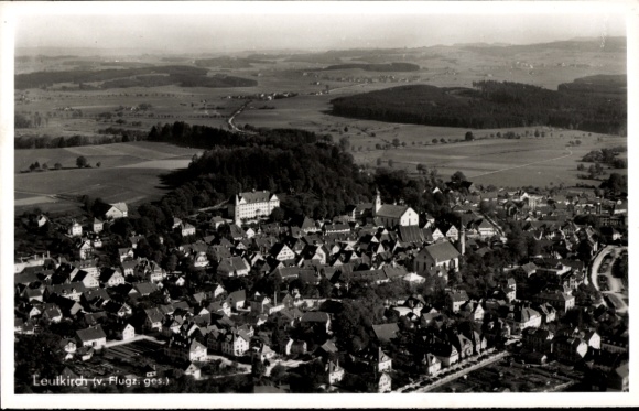 Ak Leutkirch im Allgäu Württemberg, Fliegeraufnahme