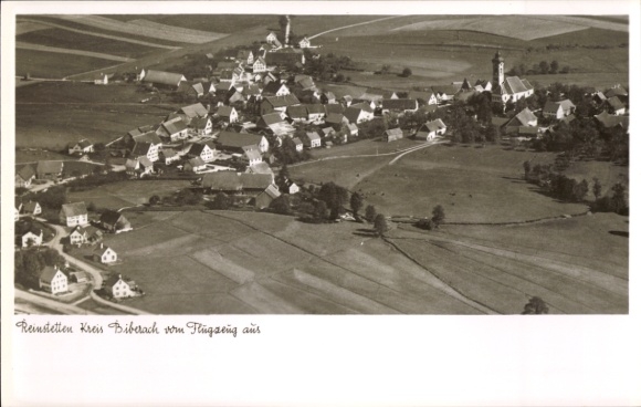 Postcard Reinstetten Ochsenhausen in Württemberg, aerial photograph