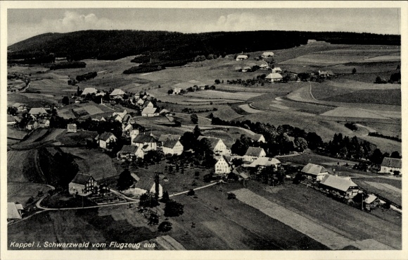 Postcard Kappelrodeck in the Black Forest, aerial photograph, Black Forest, airplane view, rural landscape