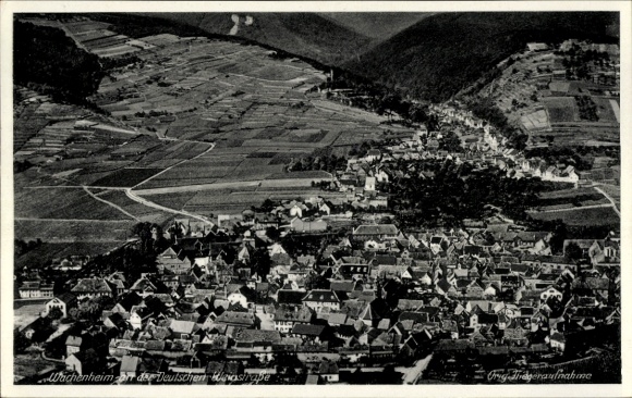Postcard Wachenheim an der Weinstraße, aerial photograph