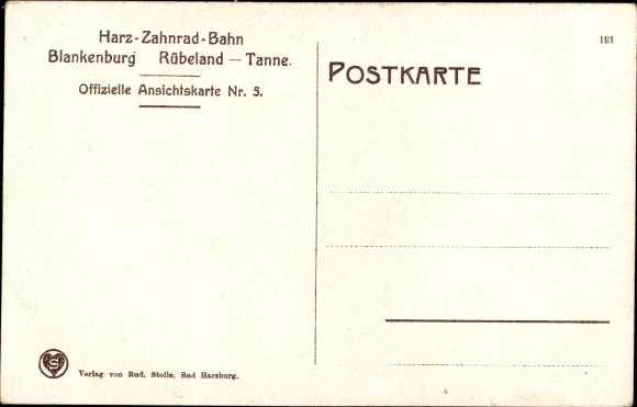 Postcard Blankenburg am Harz, Braune Marsh train station and Bielstein tunnel, Harz cog railway